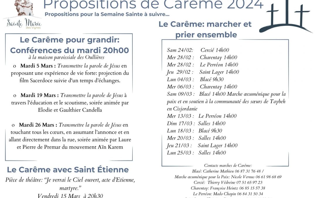 Propositions de Carême 2024